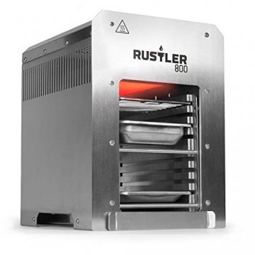 Rustler 800 Hochleistungsgrill | Oberhitze Gasgrill aus Edelstahl für Temperaturen bis zu 800° C mit Piezozünder | 800 Grad Grill | Inkl. Grillrost, Auffangschale und Warmhalteschale - 1