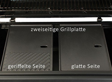 TAINO® Basic Gasgrill Grillwagen BBQ Edelstahl-Brenner + Seitenkocher Gas-Grill TÜV Schwarz (4+1 Gasgrill Set + Grillplatte) - 4