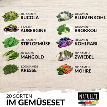 20er Gemüse Samen Set von Naturlie, 20 Sorten Premium Gemüse Saatgut im Gemüseset für den Anbau im Garten, Hochbeet oder Balkon - XXL Gemüsesamen Sortiment - Samenfestes Saatgut! - 3