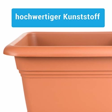 3er Set Pflanzkübel eckig und Untersetzer, 40x40 cm, Blumenkübel Blumentopf Pflanztopf, Made in Germany, Farbe: Terracotta - 4