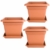 3er Set Pflanzkübel eckig und Untersetzer, 40x40 cm, Blumenkübel Blumentopf Pflanztopf, Made in Germany, Farbe: Terracotta - 1