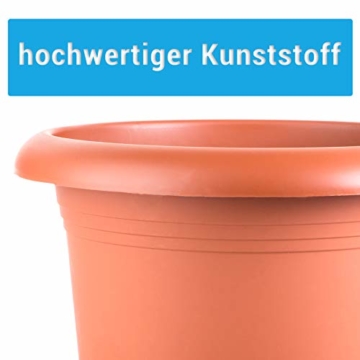 3er Set Pflanzkübel und Untersetzer, Durchmesser 35 cm, Blumenkübel Blumentopf Pflanztopf Rundtopf, Made in Germany,Farbe: Terracotta - 6
