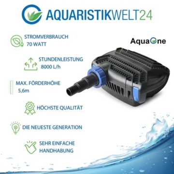 AquaOne Eco Teichpumpe CTF-B 8000 60 Watt 8000l /h I Hochwertige Teichpumpe mit Filter I Spezielle Pumpe für den Gartenteich I Filterpumpe Teich I Teich Pumpe - 2