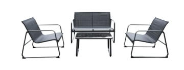 ARO Lounge Set - Gartenmöbel Set für 4 Personen - 1 Tisch, 2 Einzelsofa und 1x 2-Sitzersofa - aus Stahl und Glas - wetterfestes Loungeset für Balkon, Garten, Terrasse - 2