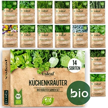 BIO Kräuter Samen Set - 14 Sorten Kräutersamen aus biologischem Anbau, samenfestes Bio Saatgut, Küchenkräuter Set für Küche, Balkon und Garten, 14er Pflanzen Samen Set - 1