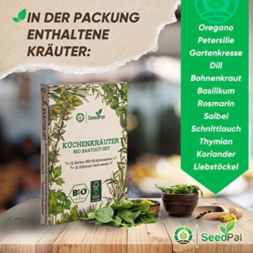 BIO Kräuter Samen Set von SeedPal | 12er Saatgut Set der beliebtesten Küchenkräuter | Dein eigener Kräutergarten für Küche oder Balkon | nachhaltiges Kräutersamen Saatgut | samenfeste Gartenkräuter - 2