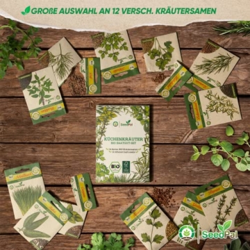 BIO Kräuter Samen Set von SeedPal | 12er Saatgut Set der beliebtesten Küchenkräuter | Dein eigener Kräutergarten für Küche oder Balkon | nachhaltiges Kräutersamen Saatgut | samenfeste Gartenkräuter - 3