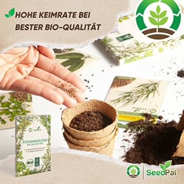 BIO Kräuter Samen Set von SeedPal | 12er Saatgut Set der beliebtesten Küchenkräuter | Dein eigener Kräutergarten für Küche oder Balkon | nachhaltiges Kräutersamen Saatgut | samenfeste Gartenkräuter - 5