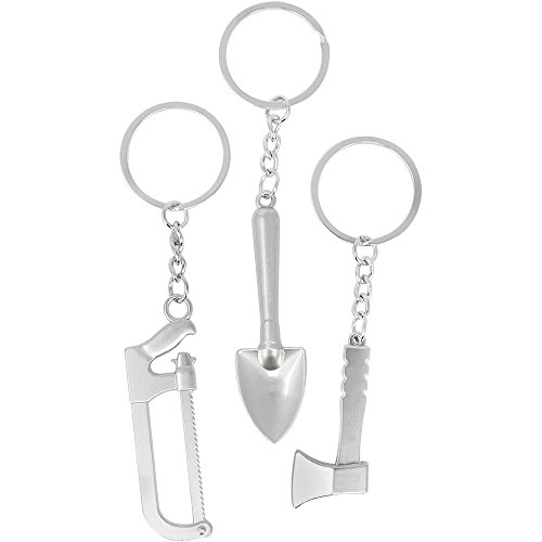 » comfour® 3x GärtnerSchlüsselanhänger, Säge, Axt und Spaten aus