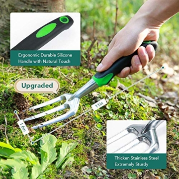 Crenova Gartenwerkzeug Set 34-teiliges Hochleistungs-Gartengerät mit ergonomischem Gummigriff Werkzeugbeutel, Geschenk für Männer oder Frauen - 3