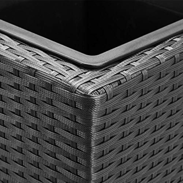 Deuba Blumentopf 83x30,5x60 cm Polyrattangeflecht Wasserabfluss 3 Innentöpfe Outdoor Pflanzkübel Blumenkasten Rattan Schwarz - 5