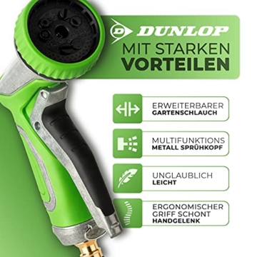 DUNLOP Gartenschlauch flexibel dehnbarer TESTSIEGER - Verschleißfreie Messinganschlüsse und Metallbrause I dehnbarer Gartenschlauch 3/4 Zoll Anschluss flexibler Wasserschlauch flexi (22.50) - 2