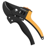 Fiskars Amboss-Gartenschere für trockene Zweige und Äste, Antihaftbeschichtet, Hochwertige Stahl-Klingen, Länge: 19 cm, Schwarz/Orange, PowerStep, P83, 1000575 - 1