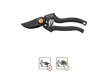 Fiskars Bypass-Gartenschere für frische Äste und Zweige, Antihaftbeschichtet, Hochwertige Stahl-Klingen, Länge: 22,5 cm, Schwarz/Orange, Pro, P90, 1001530 - 3