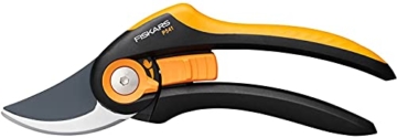 Fiskars Bypass-Gartenschere, Plus SmartFit, P541, Für frische Äste und Zweige, Antihaftbeschichtet, Edelstahl-Klingen, Länge: 20,1 cm, Schwarz/Orange, 1057169 - 2