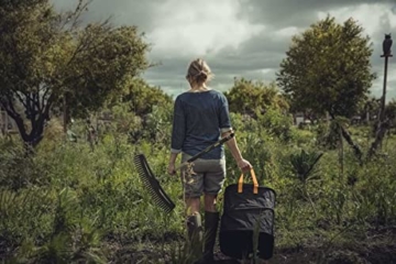 Fiskars PopUp-Gartensack mit Griffen, Platzsparend faltbar, Fassungsvermögen: 175 L, Höhe: 70 cm, Breite: 50 cm, Schwarz/Orange, Ergo, 1028372 - 12