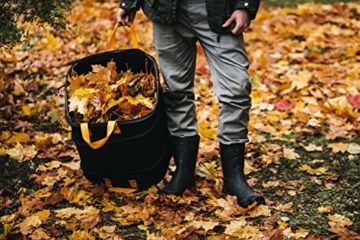 Fiskars PopUp-Gartensack mit Griffen, Platzsparend faltbar, Fassungsvermögen: 175 L, Höhe: 70 cm, Breite: 50 cm, Schwarz/Orange, Ergo, 1028372 - 7