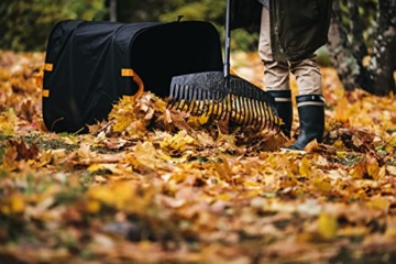 Fiskars PopUp-Gartensack mit Griffen, Platzsparend faltbar, Fassungsvermögen: 175 L, Höhe: 70 cm, Breite: 50 cm, Schwarz/Orange, Ergo, 1028372 - 8