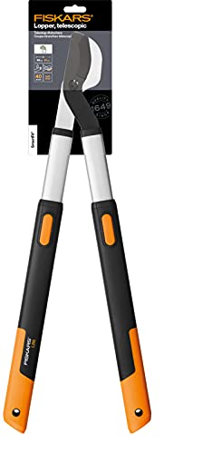 Fiskars SmartFit Bypass-Teleskop-Astschere für frisches Holz, Antihaftbeschichtet, Gehärteter Präzisionsstahl, Grifflänge: 66 bis 90 cm, Schwarz/Orange, L86, 1013564 - 9