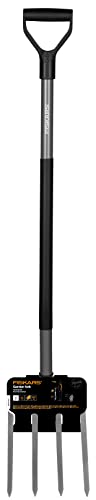 Fiskars Spatengabel für harte, steinige Böden, Mit 4 Zinken, Länge: 122 cm, Hochwertiger Borstahl, Grau/Schwarz, Ergonomic, 1001413 - 8