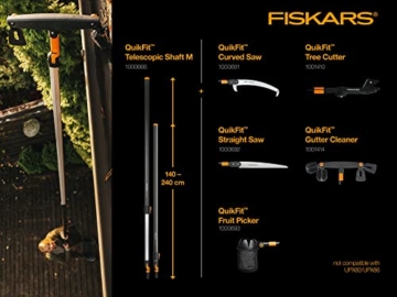 Fiskars Teleskop-Stiel für QuikFit Werkzeug-Köpfe, Länge 1,4 - 2,4 m, Aluminium, Schwarz/Orange, QuikFit, 1000666 - 5
