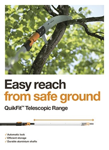 Fiskars Teleskop-Stiel für QuikFit Werkzeug-Köpfe, Länge 1,4 - 2,4 m, Aluminium, Schwarz/Orange, QuikFit, 1000666 - 6