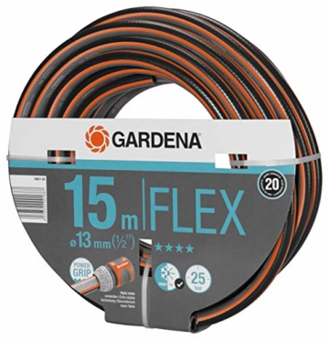 Gardena Comfort FLEX Schlauch 13 mm (1/2 Zoll), 15 m: Formstabiler, flexibler Gartenschlauch mit Power-Grip-Profil, aus hochwertigem Spiralgewebe, 25 bar Berstdruck, ohne Systemteile (18031-20) - 1