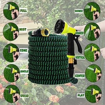Gartenschlauch Flexibel 15m, 50FT Knickfest Expandierendes Wasserschlauch, 10-Muster-Rotationsdüse, 3/4 Zoll Kupferstecker, Schlauchhalter, Aufbewahrungstasche für Gärten - 2