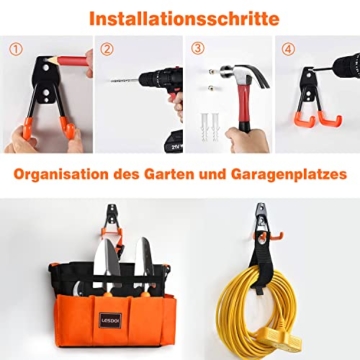 Gartenwerkzeug Set, 11 Stück Gartengeräte Set Edelstahl Gartenarbeit Werkzeugset, Garten Zubehör Geschenk inkl Gartenschere, Werkzeugbeutel, Haken, Gartenhandschuhe, Gartenschaufel - 6