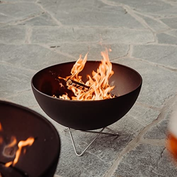 höfats - Bowl Feuerschale mit Drahtfuß - als Feuerstelle, Grill und Plancha nutzbar - für Garten und Terrasse - Stahl emailliert - schwarz - 7
