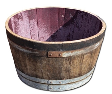 Holzfass, gebrauchtes Weinfass halbiert aus Eichenholz rustikal -als Pflanzkübel oder Miniteich (ohne Zubehör) - 6