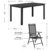 Juskys Aluminium Gartengarnitur Milano 7-teilig - Gartenstühle 6er Set mit Tisch — Stühle klappbar & verstellbar — Gartenmöbel dunkelgrau-schwarz - 2