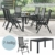 Juskys Aluminium Gartengarnitur Milano 7-teilig - Gartenstühle 6er Set mit Tisch — Stühle klappbar & verstellbar — Gartenmöbel dunkelgrau-schwarz - 3