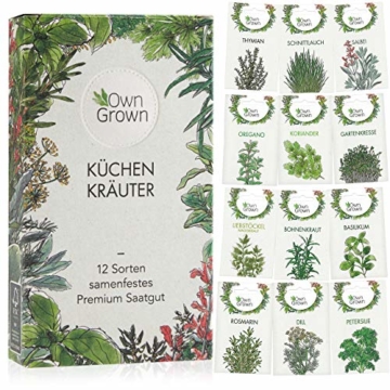 Kräuter Samen Set: 12 Sorten Premium Garten- und Küchenkräuter Samen Set für Küche u. Balkon – Petersilie Samen, Kräuter der Provence, Koriander Samen, Dill Samen – Kräutersamen Set – OwnGrown Kräuter - 1