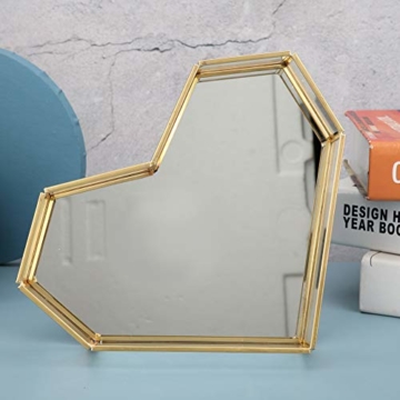 LIUTT Glas-Pflanzgefäß-Herzform Spiegeloberfläche Boden Geometrische Glas-Pflanzgefäß Kosmetische Aufbewahrung Dessert-Display-Tablett - 5