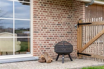 MaxxGarden - Moderne Feuerschale mit Funkenschutz zum Entspannen - Feuerstelle zum Grillen für Garten, Balkon & Terrasse - Gartenkamin als Feuerstelle oder Grill - Schwarz - 5