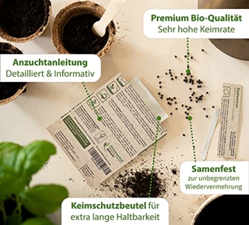 Nachhaltiges BIO Gemüsesamen Set - 12 Sorten BIO Gemüse Samen, 100% Natürlich, extra viele Samen - BIO Saatgut Gemüse zum Anbauen im Garten Hochbeet - Gurke, Karotten, Salat & mehr Samen Gemüse - 4