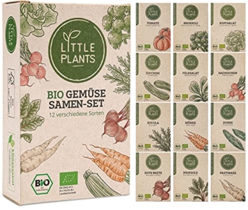 Nachhaltiges BIO Gemüsesamen Set - 12 Sorten BIO Gemüse Samen, 100% Natürlich, extra viele Samen - BIO Saatgut Gemüse zum Anbauen im Garten Hochbeet - Gurke, Karotten, Salat & mehr Samen Gemüse - 8