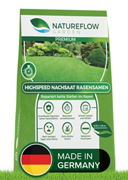 Natureflow Rasensamen schnellkeimend 10kg aus Deutschland - Pflegeleicht zum Traumrasen - Grassamen für Sonne und Schatten - Premium Qualität - 1