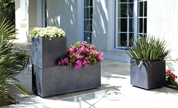 Ondis24 Pflanzkübel Blumenkübel Blumentopf Vulkan 100cm, Schiefer Optik mit Wasserspeicher, Pflanzenkasten hoch, winterfest (anthrazit) - 3