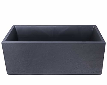 Ondis24 Pflanzkübel Blumenkübel Blumentopf Vulkan 100cm, Schiefer Optik mit Wasserspeicher, Pflanzenkasten hoch, winterfest (anthrazit) - 1