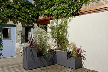 Ondis24 Pflanzkübel Blumenkübel Blumentopf Vulkan 100cm, Schiefer Optik mit Wasserspeicher, Pflanzenkasten hoch, winterfest (anthrazit) - 8