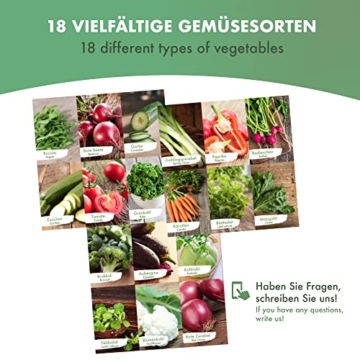 Panteer ® Gemüsesamen Set - MADE IN GERMANY - Für Küche, Garten, Hochbeet, Gewächshaus (18x) - 4