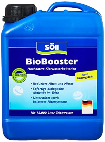 Söll 14422 BioBooster Teichbakterien für klares Wasser rein biologisch 2,5 l - hochaktive Klarwasserbakterien reduzieren Nitrit Nitrat im Gartenteich Fischteich Schwimmteich Koiteich - 1