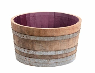 Temesso Holzfass, gebrauchtes Weinfass halbiert aus Eichen-Holz Fass als Pflanzkübel oder Miniteich (D70 H40 cm 100 Liter) - 2