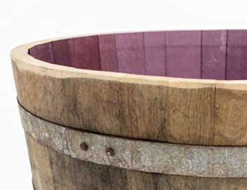 Temesso Holzfass, gebrauchtes Weinfass halbiert aus Eichen-Holz Fass als Pflanzkübel oder Miniteich (D70 H40 cm 100 Liter) - 3