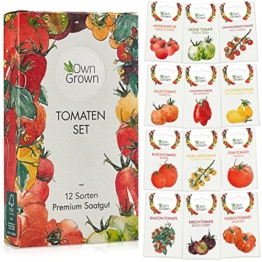 Tomaten Samen Set mit 12 Sorten Tomatensamen für Garten und Balkon: Premium Tomaten Anzuchtset – Köstliche, bunte und alte Tomatensorten von OwnGrown – Garten Samen Gemüse als praktisches Tomaten Set - 1